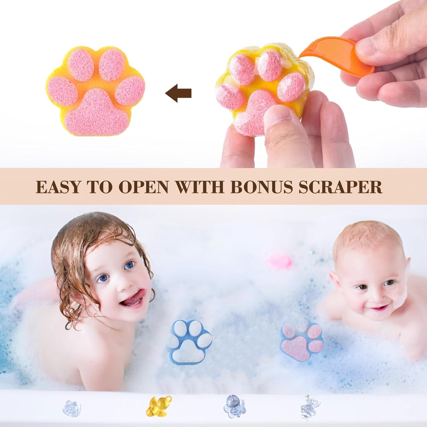 12 Pcs Paw Bath Bomb for Kids with Surprise Toys Inside