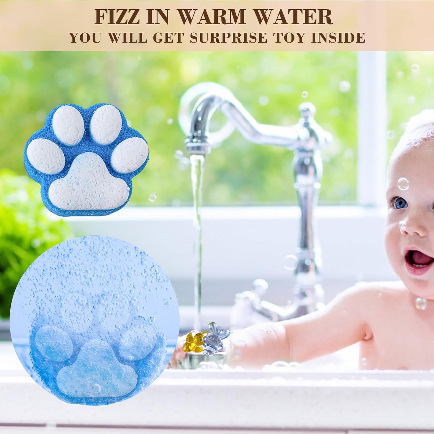 12 Pcs Paw Bath Bomb for Kids with Surprise Toys Inside